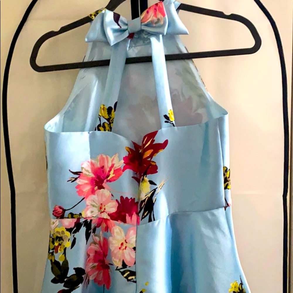 Floral Mini Dress - NWT Baby Blue / Gold accent